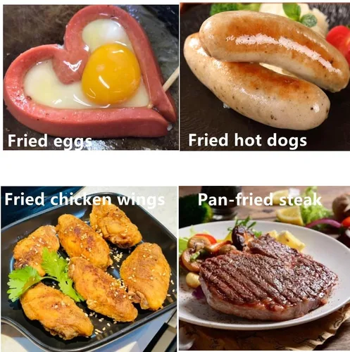 Vista 3 de Mini sartén antiadherente para huevos, 4.3" 4.7 in con mango resistente al calor, portátil para acampar al aire libre, hierro fundido, parrilla