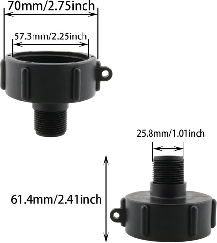 Vista 2 de IBC - Adaptador de asas DGZZI S60 de 2 pulgadas NPS a 3/4 pulgadas, rosca macho IBC con cinta de PTFE para tanque de agua, equipo de riego