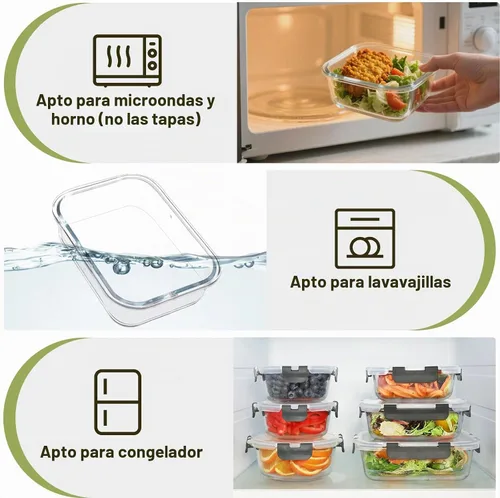 Vista 3 de BAYZZ Juego de 30 piezas de recipientes de vidrio para almacenamiento de alimentos, recipientes de vidrio para preparación de comidas con tapas