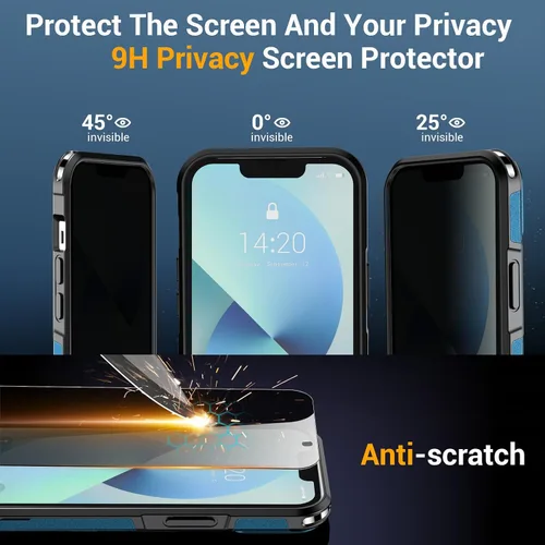 Vista 3 de jaroco Funda para iPhone 13, con [protector de pantalla de privacidad] [soporte magnético con patilla] [compatible con MagSafe], funda de teléfono