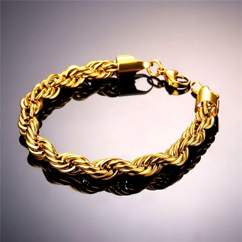 Vista 6 de U7 Figaro Bracelet, Stainless Steel Figaro Chain Bracelet, Rope Chain Bracelet Stainless Steel 18K Gold Plated Wrist Chain for Men Women