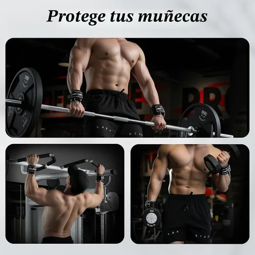 Vista 4 de Wrist Cuffs with D-Ring, Wrist Wraps for Weightlifting with Neoprene Padding, Wrist Straps for Cable Machines Negro