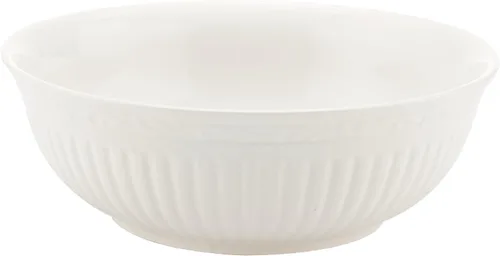 Vista 4 de Mikasa Italian Countryside - Juego de vajilla de 16 piezas, porcelana blanca clásica con bandas acanaladas, servicio para 4 platos llanos, platos