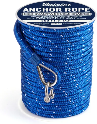 Vista 24 de RainierSupplyCo Cuerda de anclaje para barco - Línea de anclaje de cuerda marina trenzada doble - 100/150 / 200/300 pies de línea de navegación