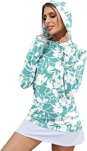 Vista 28 de LUYAA - Sudaderas con capucha para mujer, protección solar UPF 50+, transpirables, elásticas, para senderismo, manga larga, para correr Beige