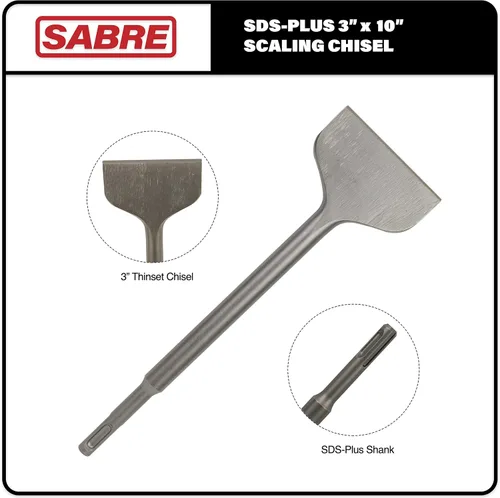 Vista 3 de SDS Plus - Broca de raspado Thinset de 3 x 10 pulgadas, cincel Thinset, broca de cincel SDS para taladros de martillo - Eliminación de azulejos