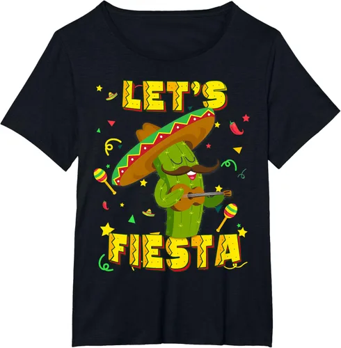 Vista 30 de Cinco De Mayo - Camiseta de regalo con sombrero de cactus Let's Fiesta, Negro, S