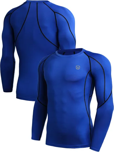 Vista 5 de Neleus - Camisas de compresión de manga larga para hombre, para ejercitarte, correr, 3 u.