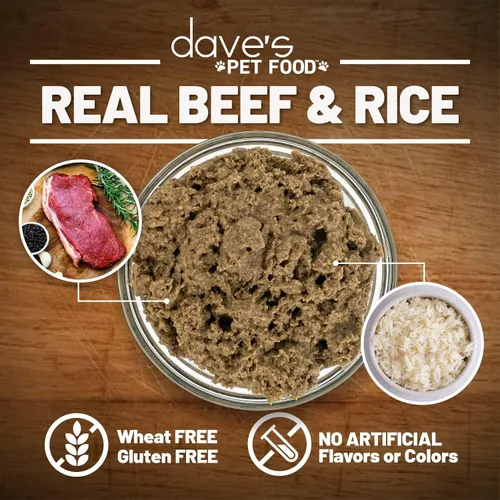 Vista 4 de Dave's Pet Food Alimento húmedo para perros (carne de res y arroz), hecho en Estados Unidos, naturalmente saludable, conserva, sin gluten, 13.2