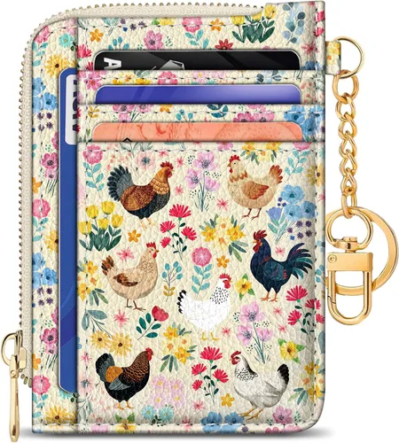 Vista 41 de GIANCOMICS Cartera delgada con tarjetero para mujer, funda pequeña con bloqueo Rfid, llavero de bolsillo delgado con cremallera curvada, tarjetero