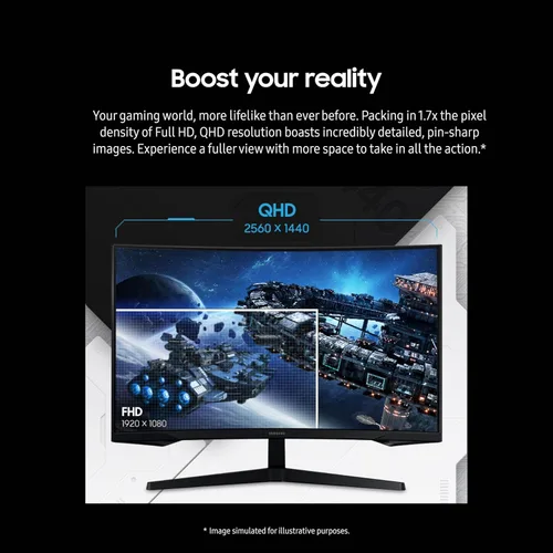 Vista 6 de Samsung 27-pulgadas Odyssey G55C Serie QHD 1000R Monitor de juegos curvado, 1ms(MPRT), HDR10, 165Hz, AMD Radeon FreeSync, Cuidado de los ojos