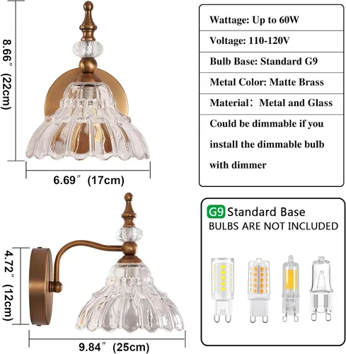 Vista 6 de HDDFL Lámpara de baño sobre espejo, accesorios de iluminación de tocador de latón mate, apliques de pared modernos para dormitorio, baño, pasillo