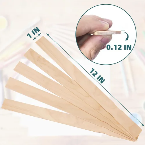 Vista 2 de WISYOK Paquete de 15 palitos de pintura de 12 pulgadas, palos de pintura de madera para mezclar, palitos grandes para manualidades, agitadores