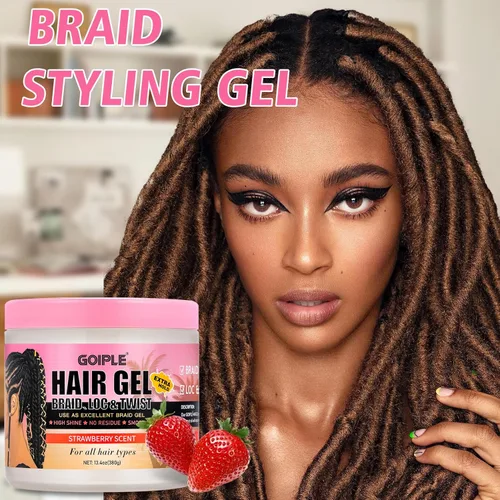 Vista 7 de 13.4oz de trenzado para trenzas, locs, trenzas, sin escamas, gel de trenzado de alta fijación y control de bordes de alto brillo, gel para locs