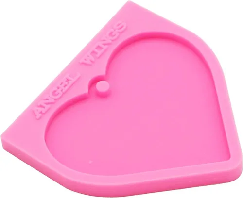 Vista 5 de Angel Wings Moldes de silicona de resina para llavero de corazón brillante para hacer collares, moldes para hacer joyas, llavero, colgante, bolsa