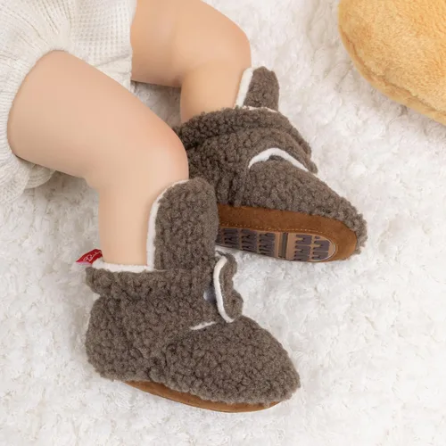 Vista 17 de Botines de forro polar para bebés, niños y niñas, pantuflas antideslizantes con agarre suave, zapatos de calcetín para recién nacidos, cuna
