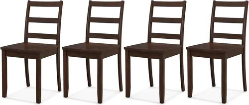 Vista 10 de ERGOMASTER Juego de 4 sillas de comedor de madera, sillas de cocina de madera sin brazos con respaldo, sillas laterales de restaurante para estudio