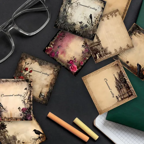Vista 6 de 9 Piezas de Notas Adhesivas de Estilo Gótico, Blocs de Notas de Diseño Gótico, Notas Adhesivas de Estilo Gótico para Escuela, Oficina, Suministros