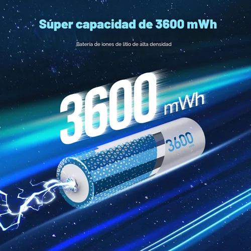 Vista 2 de Baterías de litio AA recargables con cargador 8 unidades 3600mWh