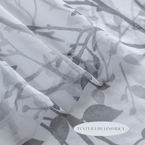 Vista 6 de Luvyohmee - Cortinas blancas y grises de 63 pulgadas de largo, 2 paneles, cortinas semi transparentes para ventanas para sala de estar/dormitorio