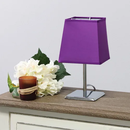 Vista 11 de Simple Designs LT2062-GRY - Mini lámpara de mesa de cromo cuadrado con pantalla de tela Empire, gris