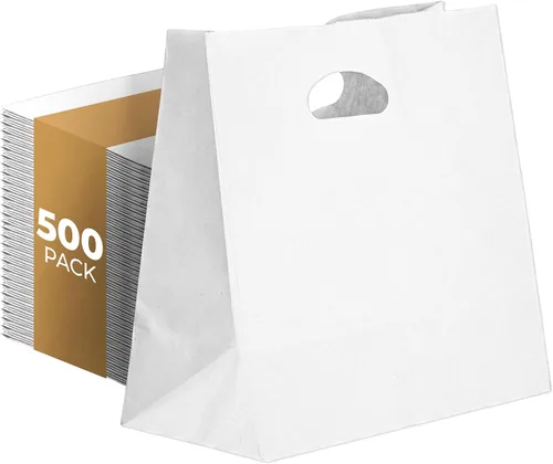 Vista 8 de PTP BAGS - Bolsas naturales y blancas de papel de estraza, 11 x 6 x 11 pulgadas, bolsas para servicio de alimentos