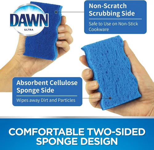 Vista 5 de Dawn Esponjas de cocina antiarañazos, color azul (paquete de 4)