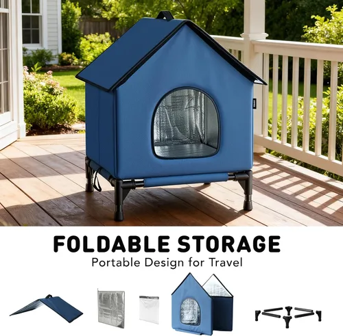 Vista 3 de Casa grande para gatos para exteriores e interiores, fácil de poner, refugio para gatos autocalentamiento para invierno, aislado y resistente a