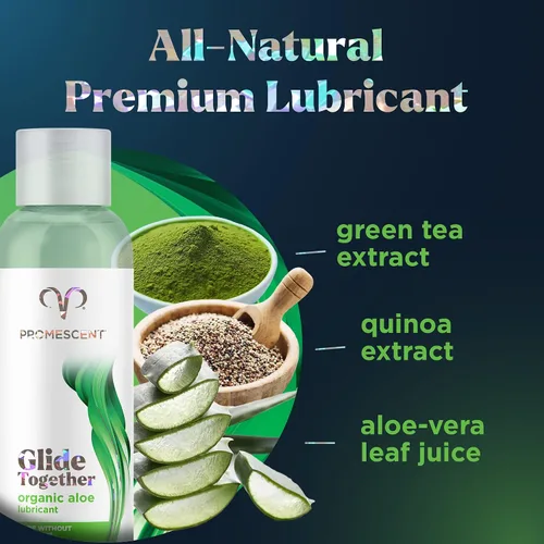 Vista 2 de Promescent Lubricante orgánico de aloe para sexo con ingredientes naturales, gel sexual lubricante personal premium para parejas, seguro