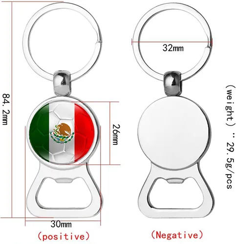 Vista 2 de Llavero con bandera mexicana, abrebotellas de cerveza con bandera mexicana, llavero para papá, papá, hombres, marido, regalos de cumpleaños (México)