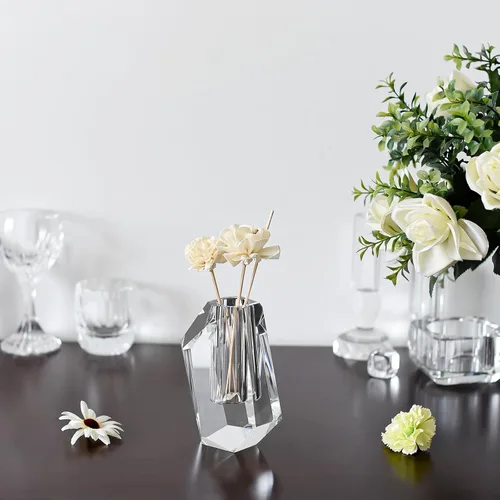 Vista 3 de Los jarrones de cristal se pueden inclinar, sala de estar, decoración de centros de mesa de comedor, botella de aroma (3.5 x 5.9 pulgadas)