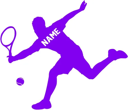 Vista 10 de VWAQ Calcomanía de pared de jugador de tenis personalizada, calcomanía de pared deportiva con nombre personalizado para habitación de niños, CS24