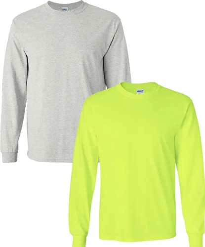 Vista 140 de Gildan Camiseta de manga larga de algodón ultra para adulto, estilo G2400, paquete múltiple Militar + ceniza.