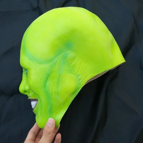 Vista 6 de Fedtoku Disfraz de Jim Carrey para hombre, disfraz de máscara para hombre, chaqueta de cosplay amarilla, pantalones para Halloween