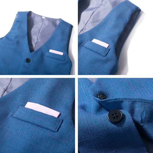 Vista 4 de Yilaku Ropa de vestir para niño pequeño, traje formal con chaleco, camisa y pantalones, conjuntos de caballero para niños de 2 a 7 años