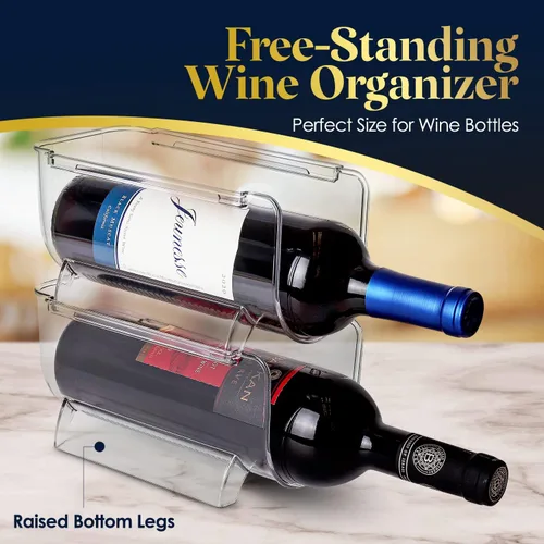 Vista 3 de Homeries Organizador de botellas de vino y agua, estante apilable para encimeras de cocina, mesa, despensa, refrigerador, bares, acrílico, estante