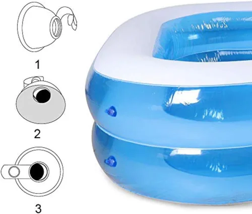 Vista 3 de Piscina inflable para niños, grande para niños, rectangular, para jardines, salpicaduras al aire libre, 78.7 x 59 x 19.7 pulgadas, azul
