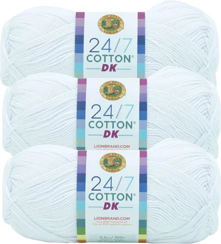 Vista 52 de Lion Brand Yarn Estampados DK de algodón 24/7, hilo para tejer, ganchillo y manualidades, azul, paquete de 1 Cotton Yarn for Knitting, Crochet