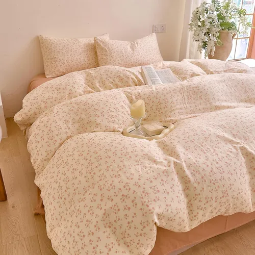 Vista 36 de Juego de funda de edredón blanca con estampado floral azul, juego de ropa de cama de algodón suave estilo bohemio, juego de ropa de cama estética