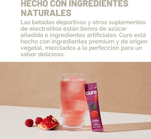 Vista 7 de Cure Hydration Mezcla de bebida de electrolitos a base de plantas Sin azúcar añadida FSA-HSA Polvo para el alivio de la deshidratación hecho