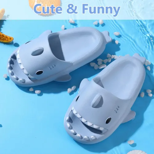 Vista 7 de Sandalias de baño con diseño de tiburón para niños y niñas Sandalias de ducha para niños y niñas Sandalias de playa y piscina Secado rápido
