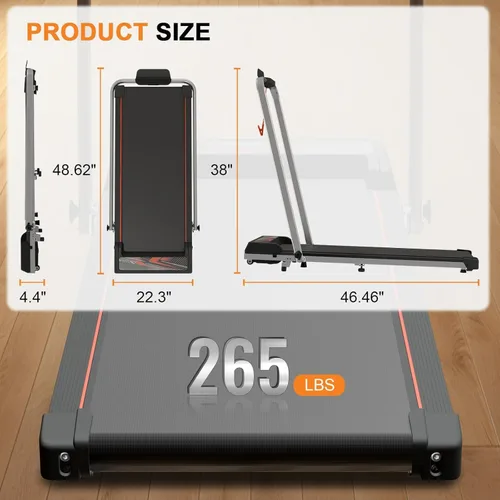 Vista 2 de Walking Pad Treadmill, 2 in 1 Folding Walking Pad with Incline, Workout Equipment Screen, Portable Under Desk Treadmill with Remote Control for Home