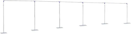 Vista 12 de Soporte de telón de fondo cuadrado de 6.5 x 4.9 pies, soporte de arco de globo dorado, soporte de arco de boda con bases de metal para jardín, arco
