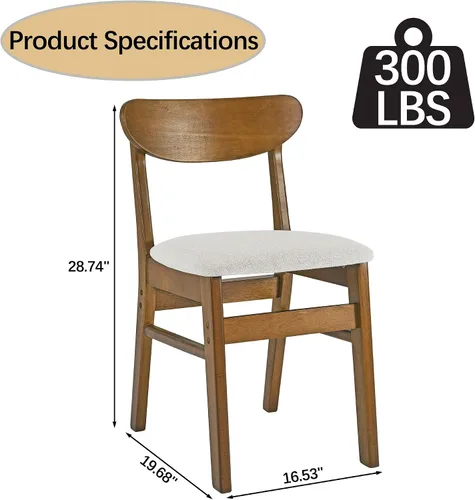 Vista 2 de Moderno juego de 2 piezas de sillas de comedor de madera, sillas de comedor de madera acolchadas suaves y modernas, son un complemento moderno
