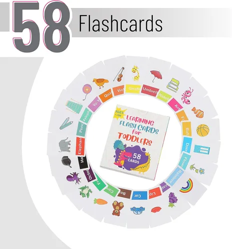 Vista 2 de Mr. Pen Tarjetas flash del alfabeto para niños pequeños, de doble cara, 58 tarjetas de imagen, ABC y tarjetas flash de números Toddler Flash