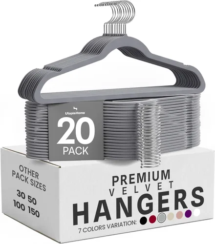 Vista 17 de Utopia Home - Perchas de terciopelo, color negro, paquete de 20 Luxury Non-Slip Slim Pant & Coat Hangers Strong Space-Saving Clothes Hangers