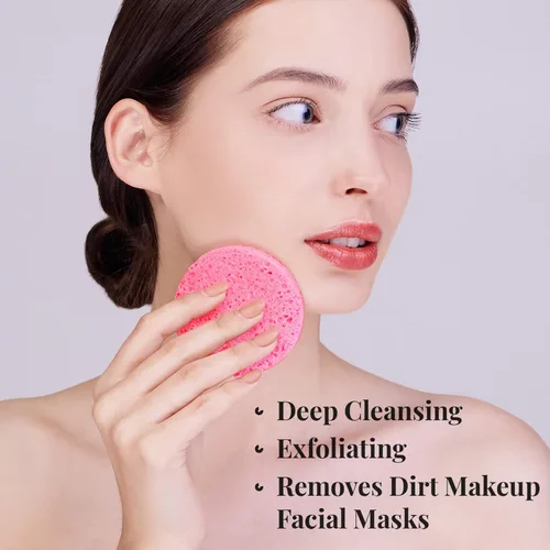 Vista 3 de 50 esponjas faciales comprimidas, esponjas faciales de celulosa blanca GAINWELL 100% naturales, esponjas cosméticas de spa para limpieza facial