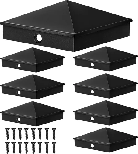 Vista 8 de Cubiertas de poste de aluminio Dunzy Tapas de poste de valla de pirámide para manga nominal con tornillos para buzón de correo al aire libre
