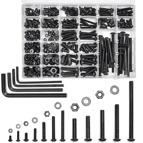 Vista 9 de 365PCS M5 M6 M8 M10 Surtido de pernos métricos para maquinaria de precisión Tornillos de cabeza cilíndrica de acero inoxidable 304, tuercas