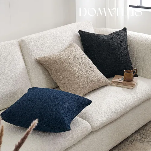 Vista 6 de DOMVITUS Boucle - Fundas de almohada de 20 x 20 pulgadas, almohadas decorativas negras para sala de estar, fundas de almohada para dormitorio Negro